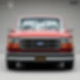 Classic front view of the 1993 Ford F150 showcasing its iconic grille and headlights