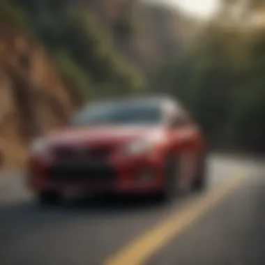 Performance capabilities of the Toyota Matrix S demonstrated on a winding road