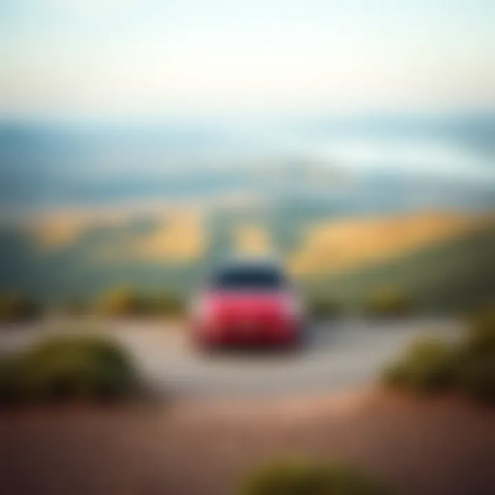 Kia Model Against a Stunning Landscape A panoramic shot of a Kia model against a stunning landscape, emphasizing its design in nature
