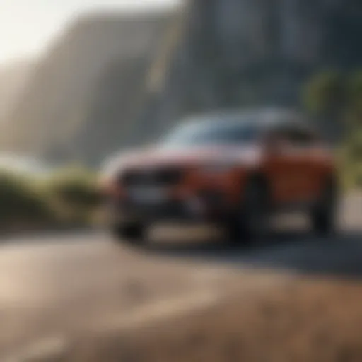Dynamic view of a modern edge SUV on a scenic road