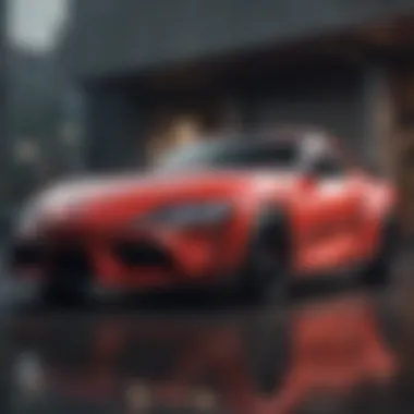 Dynamic shot of the new Toyota Supra showcasing its sleek design