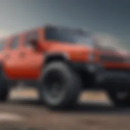 Close-up view of the electric Hummer's innovative design and features