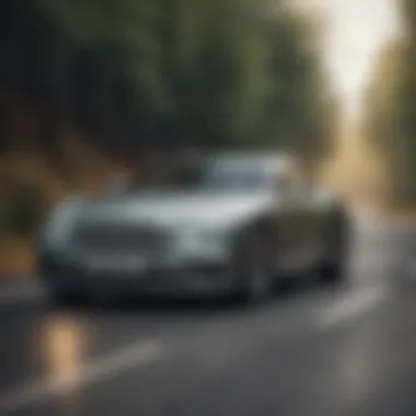 Performance in Action: Bentley Sports Car Dynamic action shot of the Bentley two-door sports car on a winding road.