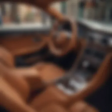 Luxurious Interior of the Bentley Sports Car Interior shot highlighting the luxurious craftsmanship of the Bentley sports car.