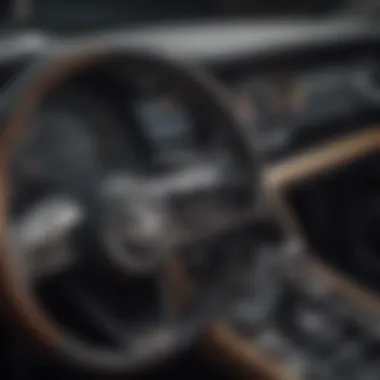 Close-up of the innovative technology dashboard in the Bentley two-door sports car.