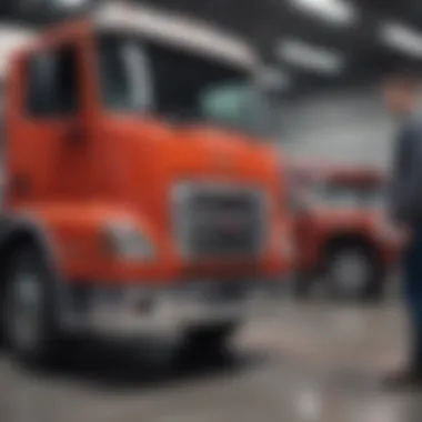 A person examining a used truck at a dealership