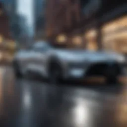 Sleek design of a high-performance hybrid car in motion
