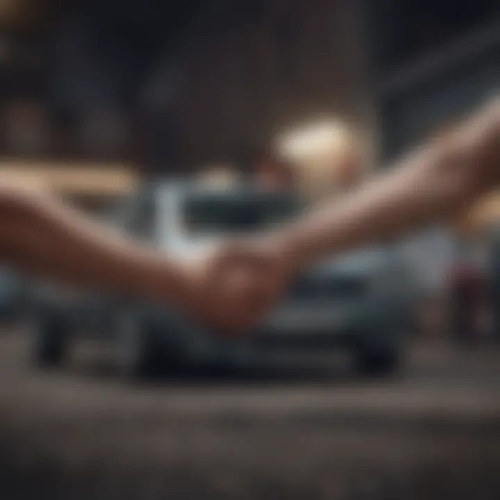 A handshake between a seller and a buyer