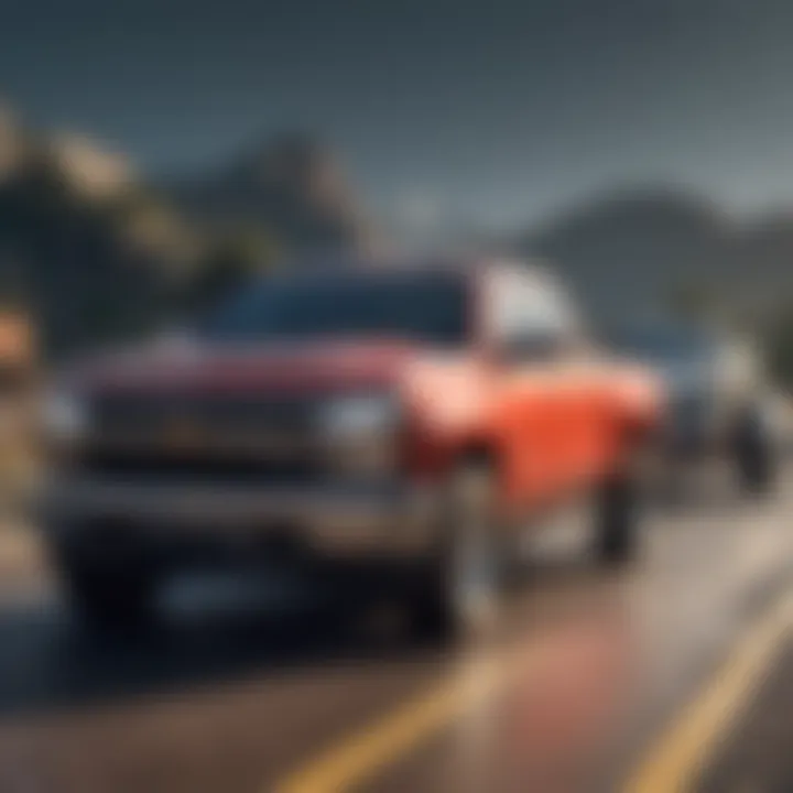 Towing capacity illustrated with the pickup hauling a trailer