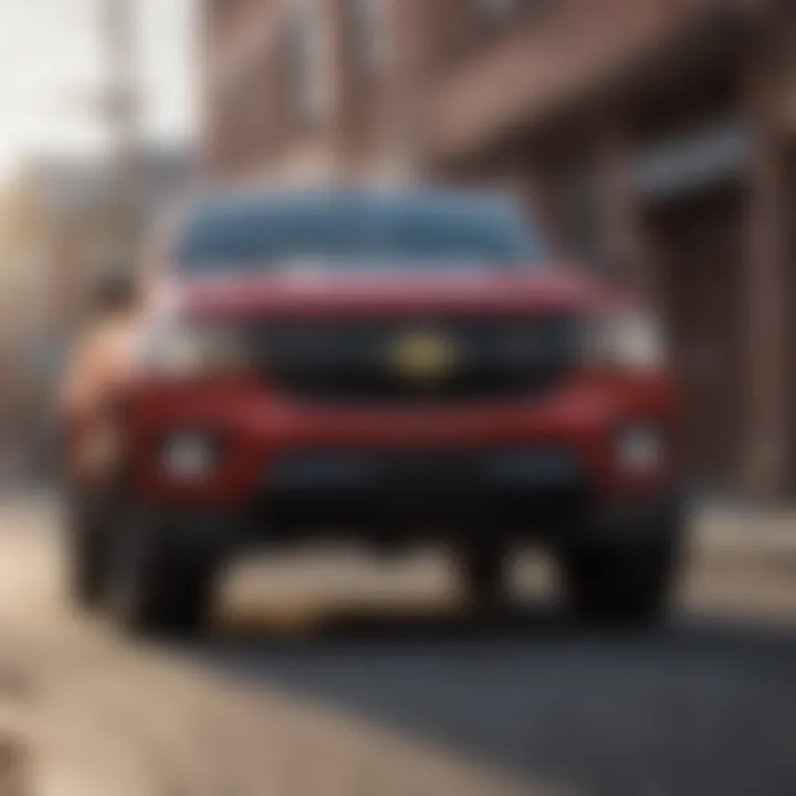 Front view of the Chevrolet Colorado RS showcasing its bold grille and headlights.