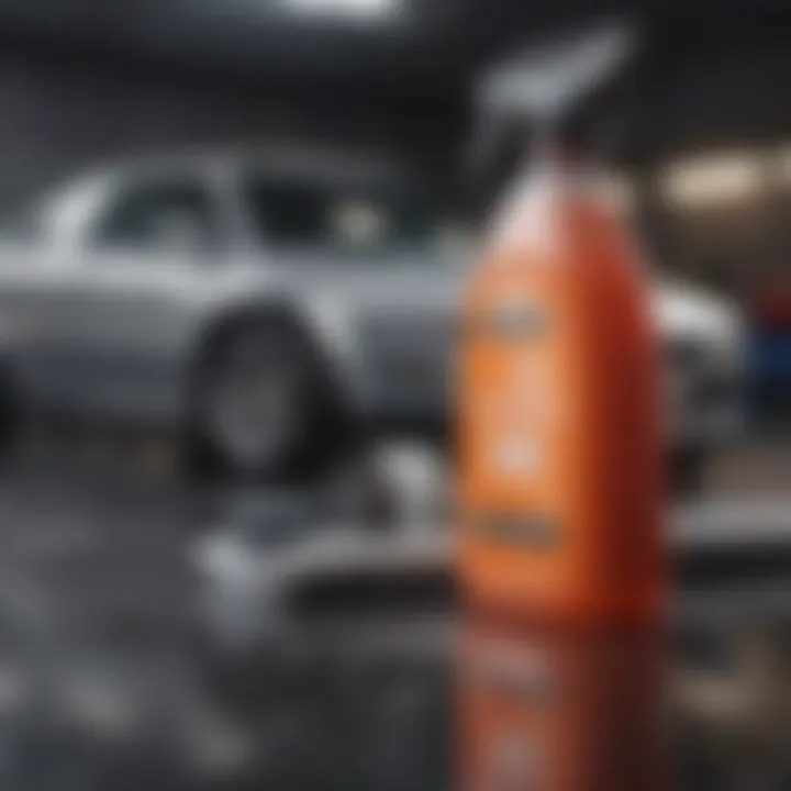 Various cleaning agents and chemicals used in car detailing