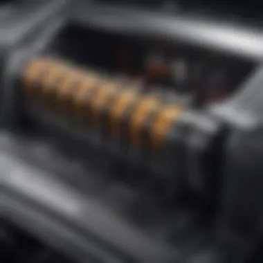 A close-up view of a plug-in hybrid battery pack showcasing its intricate design.