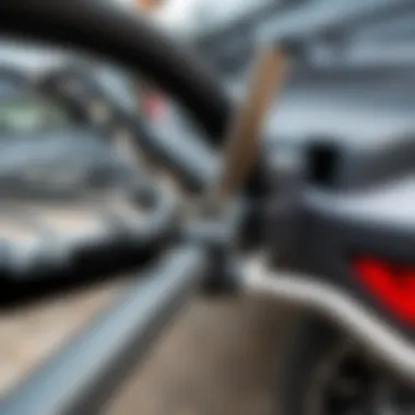 Close-up of the structural features of a hitch mounted cargo carrier