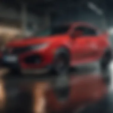 Dynamic shot of the Civic Type R in motion emphasizing performance