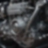 Close-up of Honda six-cylinder engine components showcasing precision engineering.
