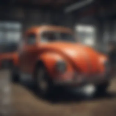 Interior features of a vintage VW Beetle