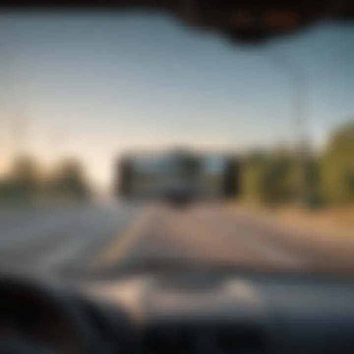 A high-definition dash cam mounted on a car windshield capturing the road ahead.