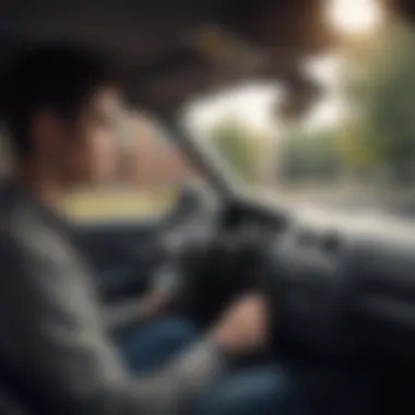 Comfort and Features in First Car Selection A young driver examining a car's interior for comfort and features