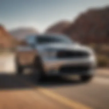 Dodge Durango Scat Pack in Motion Dodge Durango Scat Pack on a winding road illustrating its performance capabilities