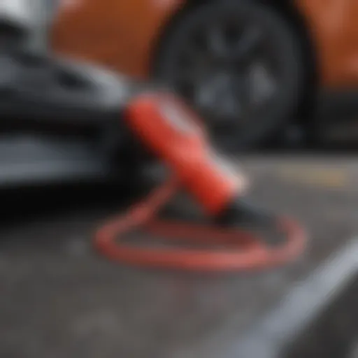 Compact emergency car charger jump starter on a car dashboard