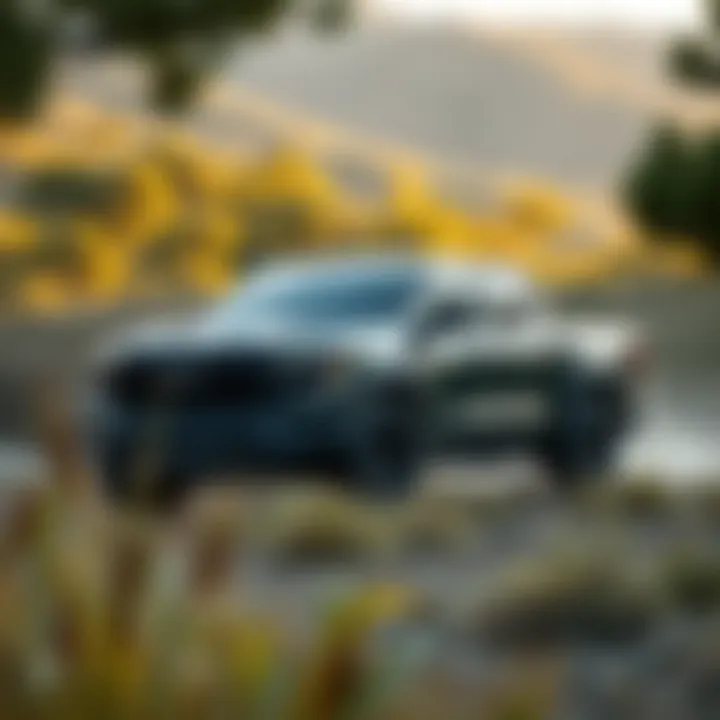 Electric Pickup Truck in Nature Electric pickup truck cruising through a natural landscape