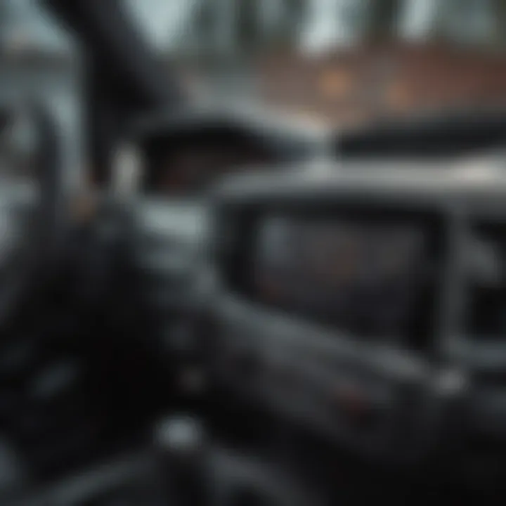 Interior dashboard of a modern Dodge truck with advanced technology