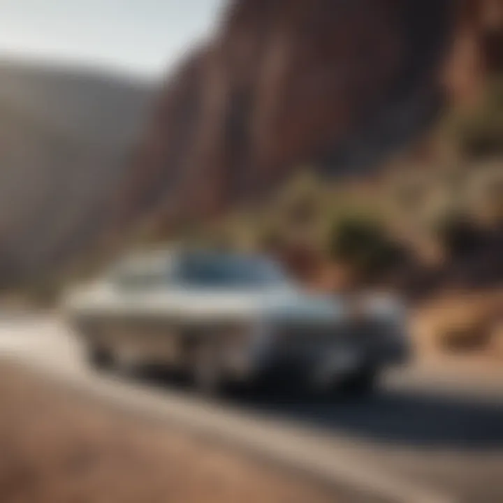 Cadillac seven-seater in action on a scenic road