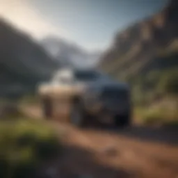 Dodge Ram truck parked in a scenic landscape
