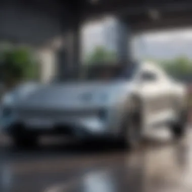 Future Possibilities for Electric Vehicle Charging A futuristic electric car with integrated solar panels