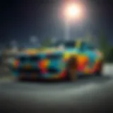 Vibrant full body paint showcasing artistic design on a vehicle