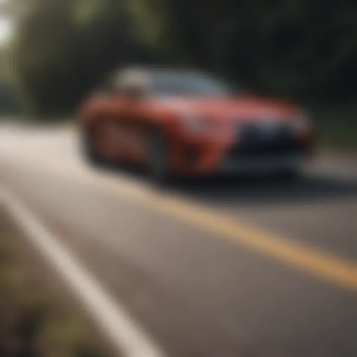 Dynamic driving experience of the Lexus RC Sedan on a winding road.