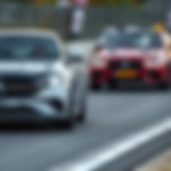 Mercedes EQ competing with traditional vehicles in a race