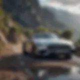 Luxury Mercedes car parked in a scenic location