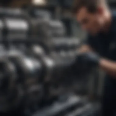A technician meticulously working on a Rolls Royce engine, symbolizing engineering precision.