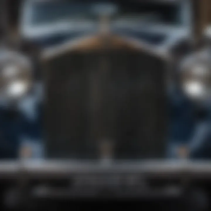A close-up of the intricate grille design of a vintage Rolls Royce car showcasing its elegance.