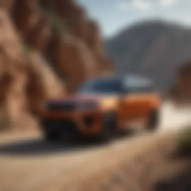Dynamic Performance of the 2022 Range Rover Sport A dynamic action shot of the 2022 Range Rover Sport in motion on a rugged terrain.