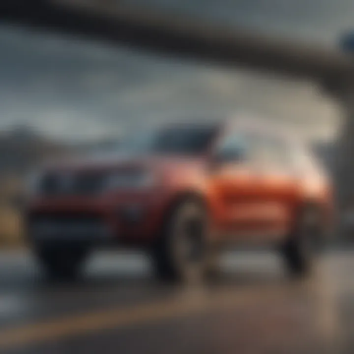Emotional connection between driver and a powerful SUV on an open road
