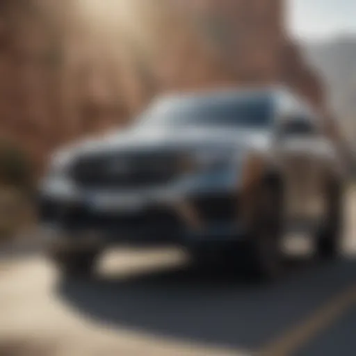 Dynamic performance of a high-powered SUV on a winding road