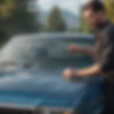 A person performing maintenance on a windshield wiper to ensure optimal performance