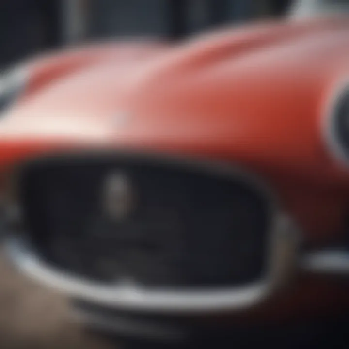 The iconic front grille of the Jaguar E-Type Roadster