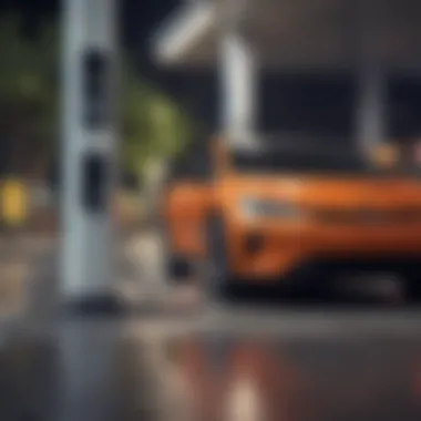 Charging Infrastructure for Electric Vehicles An electric car charging at a modern station