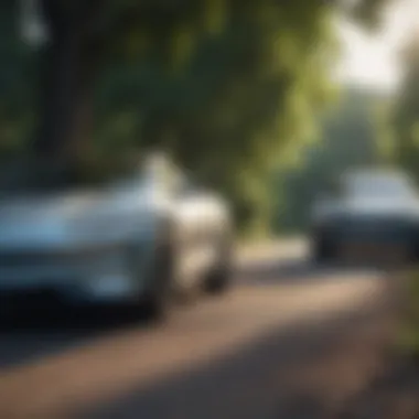Environmental Benefits of Electric Vehicles A serene landscape with electric cars parked in nature