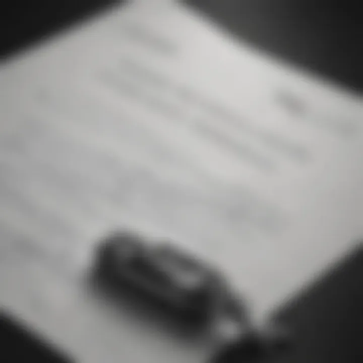 A close-up view of a lease agreement highlighting essential terms and conditions.