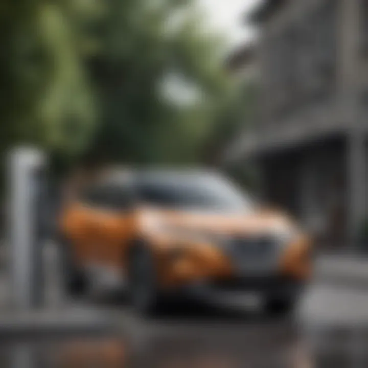 Nissan EV SUV charging station highlighting sustainability