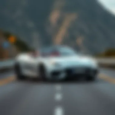 Driving experience of a turbo convertible on a scenic coastal road