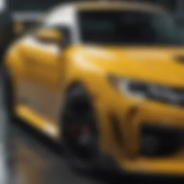 Close-up of yellow Type R's intricate design details