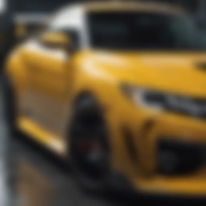 Close-up of yellow Type R's intricate design details