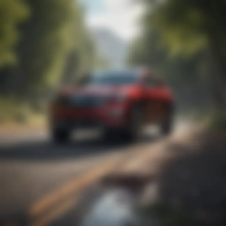 Ford electric SUV on a scenic road highlighting performance capabilities