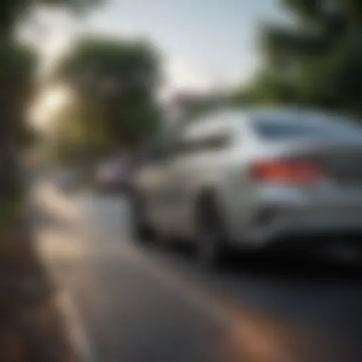 Stylish fuel-efficient sedan on a scenic road