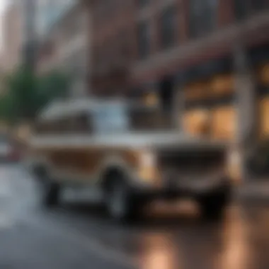 The Grand Wagoneer: A Modern Marvel in the City The modern Grand Wagoneer showcased in an urban environment